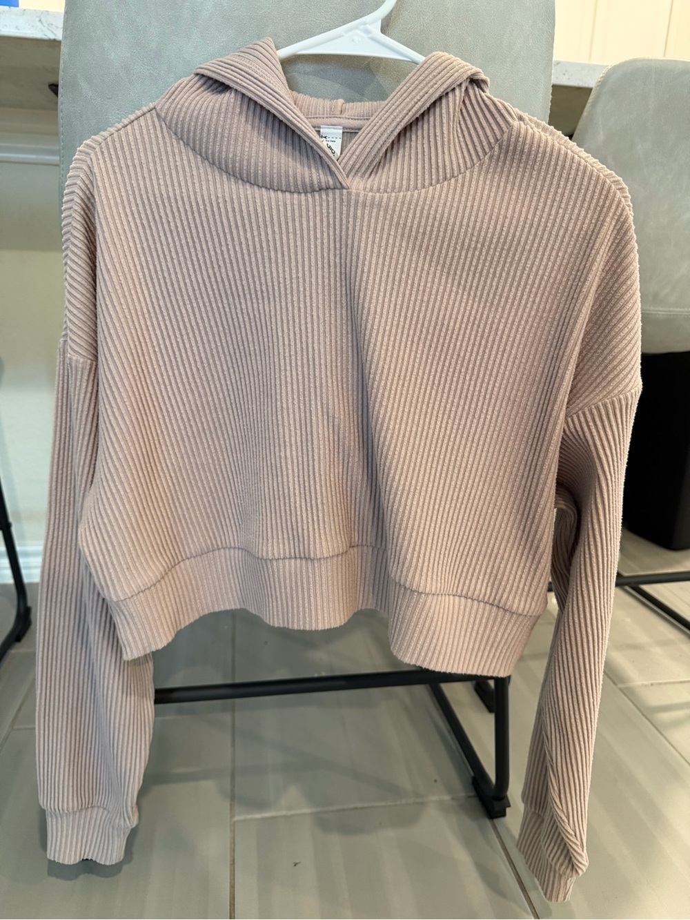 Alo Muse Ribbed Hoodie - Light Mauve Size S